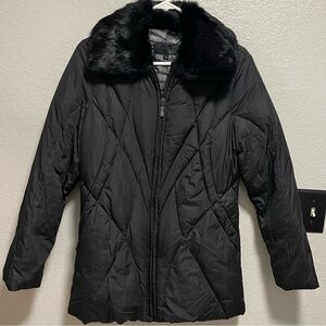 Utex Faux Fur Collar Partial Down Filled Winter Jacket Petite Small